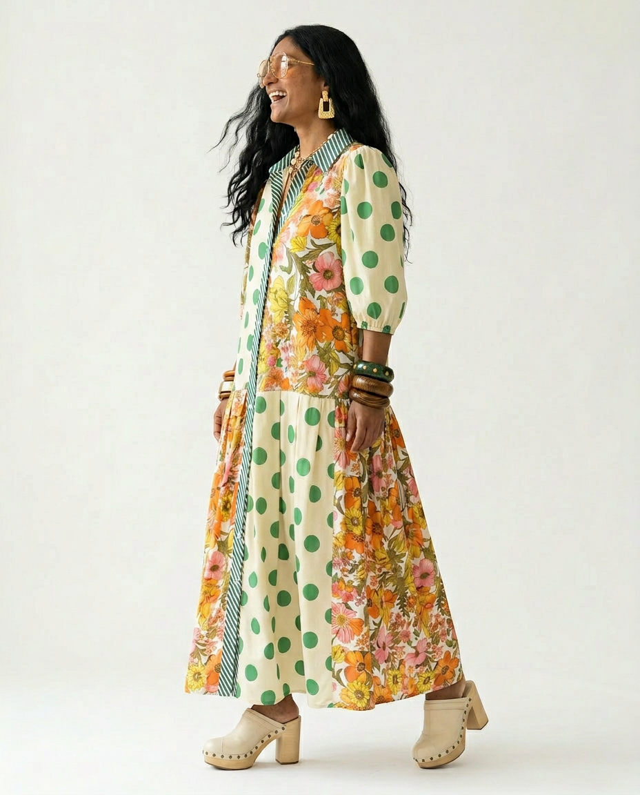Spirited Printed Loose Maxi Dress