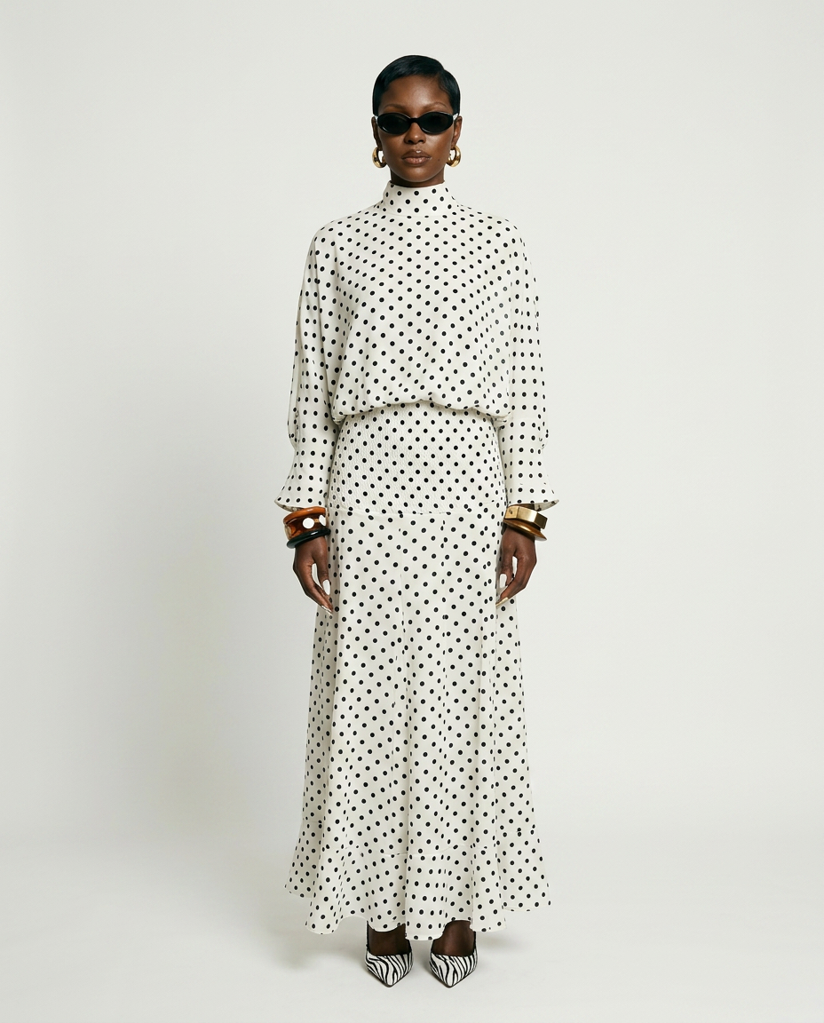 Elegant Polka Dot Two-Piece Set