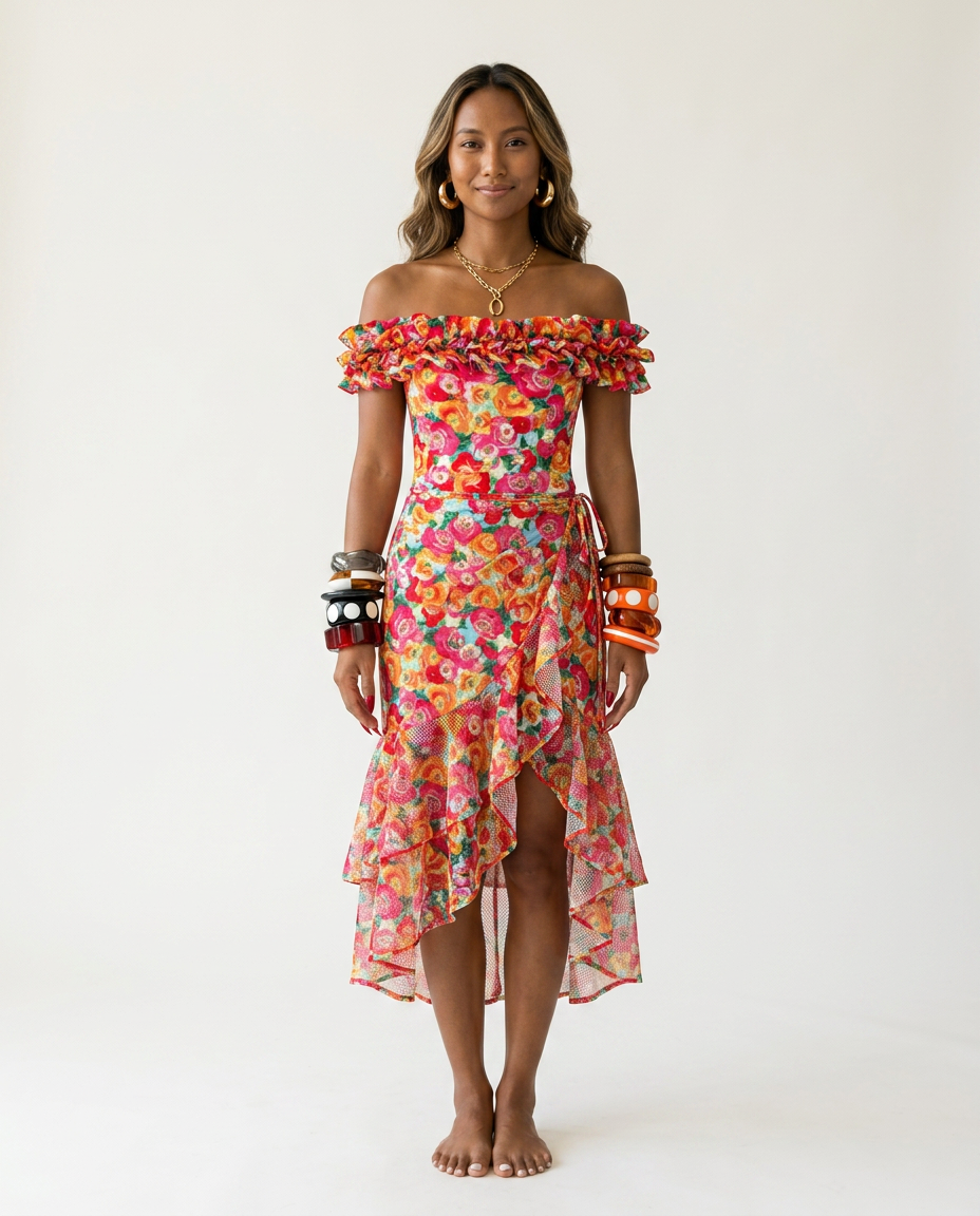 Spirited Ruffle Floral One-Piece Swimsuit