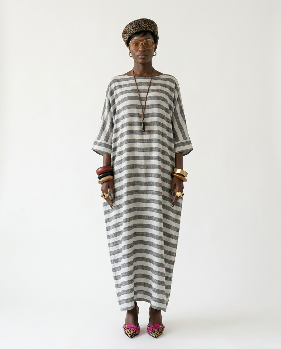 Grounded Striped Linen Maxi Dress