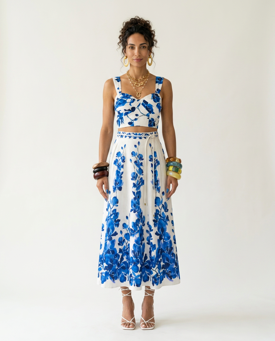 Wanderlust Printed High-Waist Bikini Set