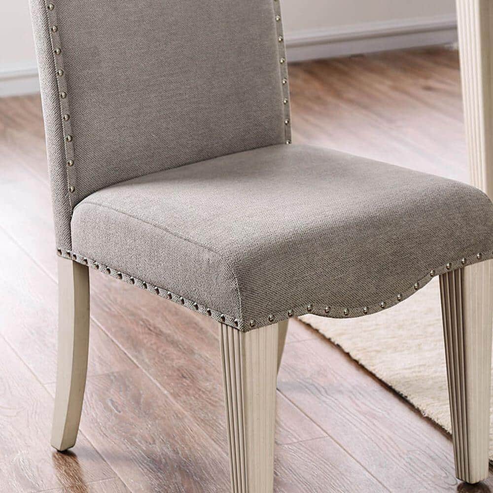Upholstered Dining Chair with Nailhead Trim and Camel Back - Set of 2