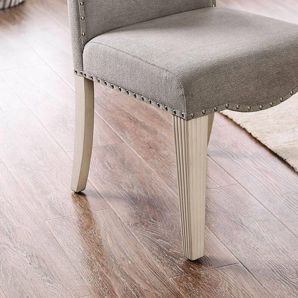 Upholstered Dining Chair with Nailhead Trim and Camel Back - Set of 2