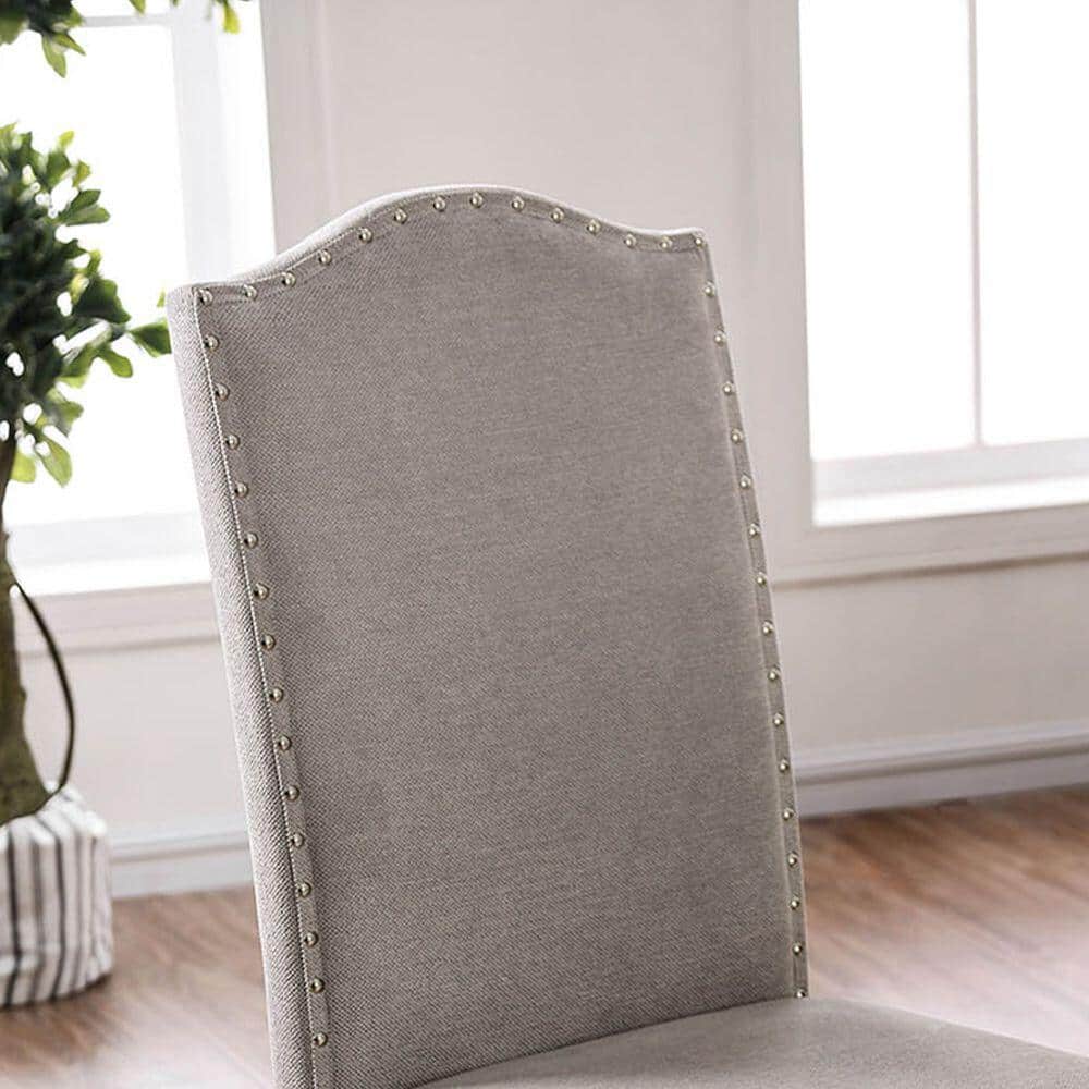 Upholstered Dining Chair with Nailhead Trim and Camel Back - Set of 2