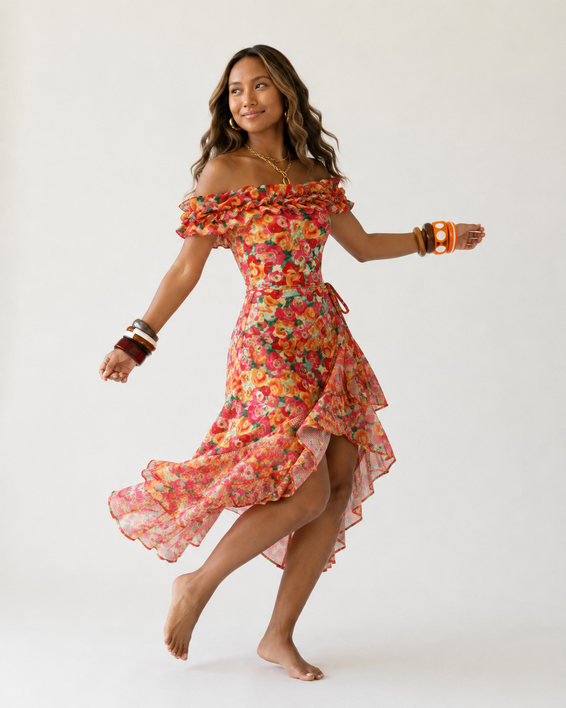 Spirited Ruffle Floral One-Piece Swimsuit