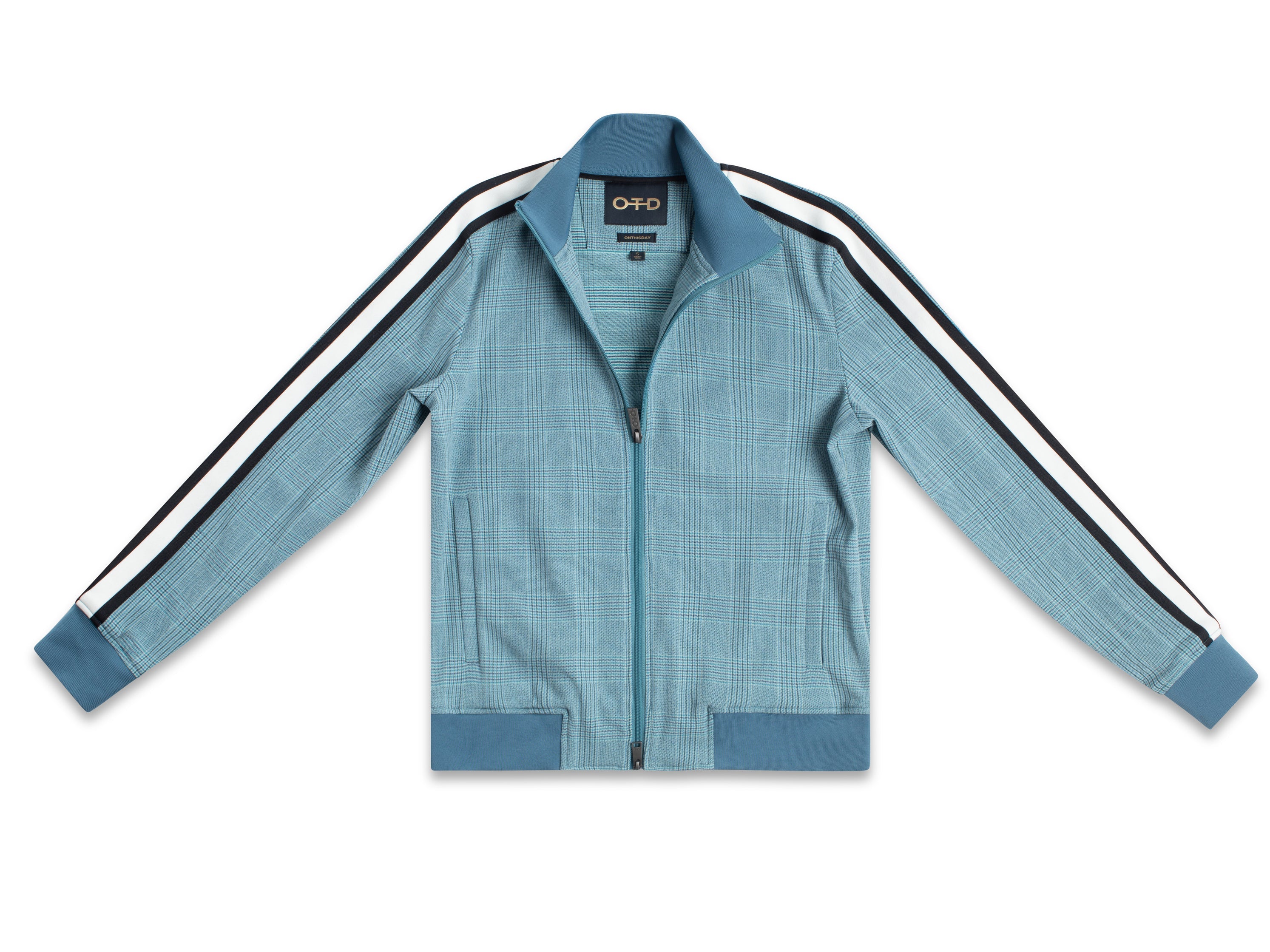 Zip Front Track Jacket With Trim Tape Detail (Teal Multi)
